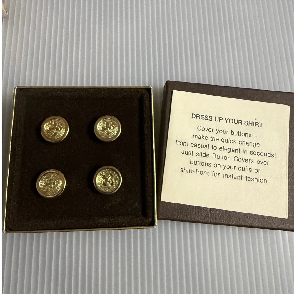 Avon Button Covers Men OS Gold NIB Vintage Citation Jewelry Set of 4